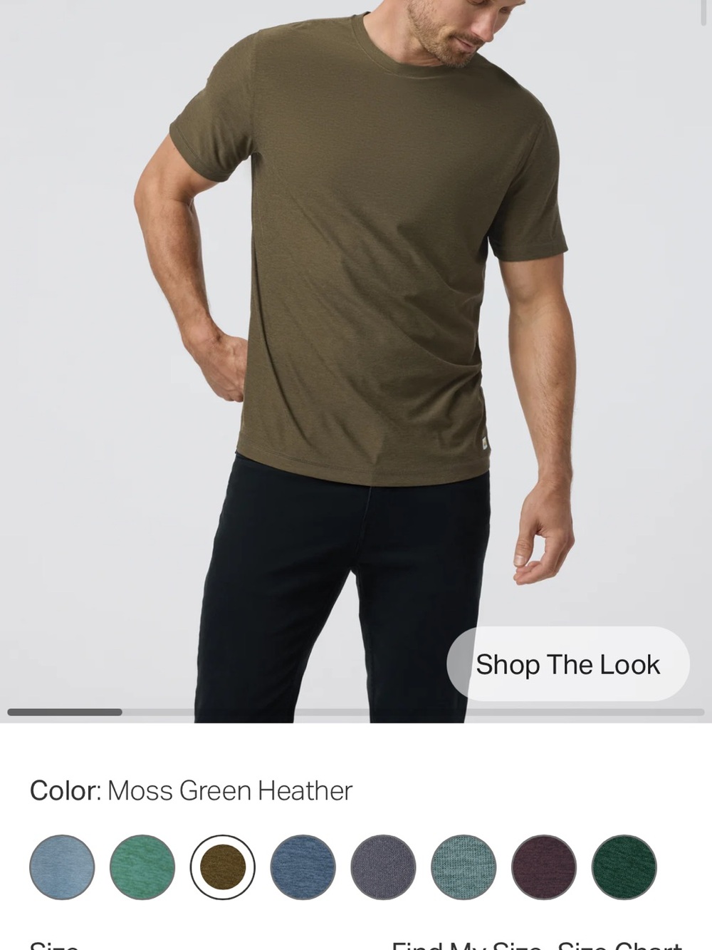 Vuori Moss Green Heather Crew Neck Men's T-Shirt